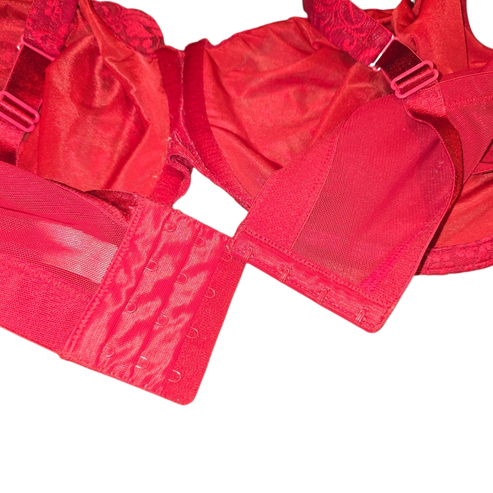 Cacique Lame Bryant Vibrant Red Lace Bra 44H - Picture 3 of 6